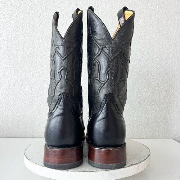 Rod Patrick Mens Cowboy Boots Size 13C Black Calf Leather Western Blunt Toe EUC - Picture 3 of 13